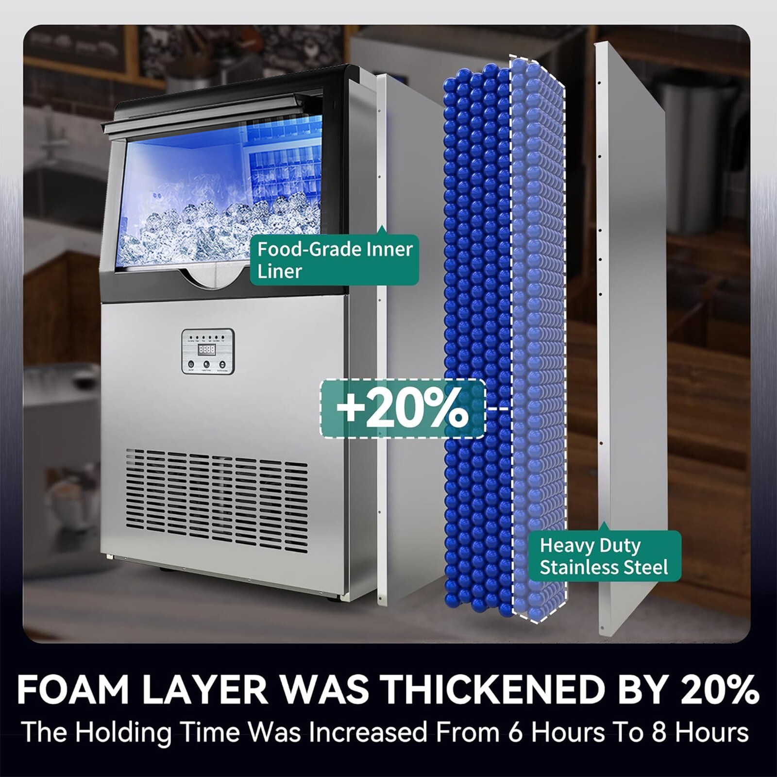 Built-in Commercial Ice Maker 100lbs Bar Restaurant Cube Machine