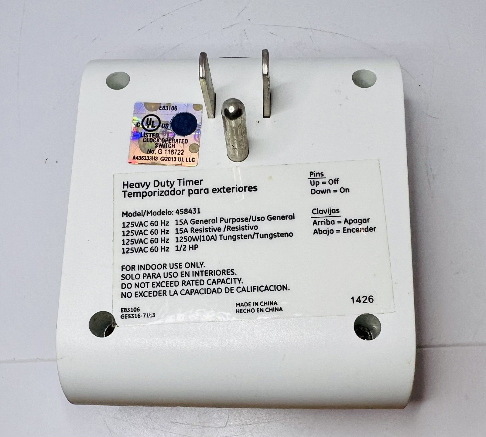 BIG BUTTON TIMER x3 Model 458205/458431 FOR INDOOR USE ONLY 2 & 3 Prong