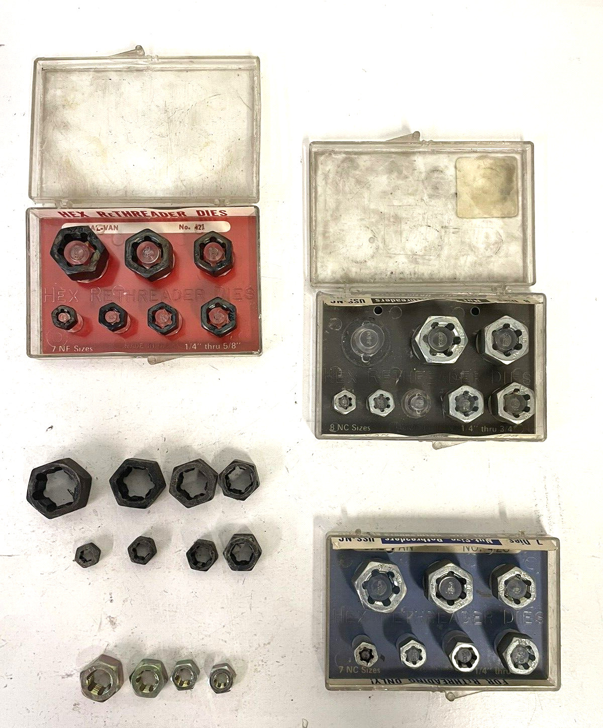 Cal-Van Tools Hex Rethreading Dies Misc Lot National Fine Coarse and Metric