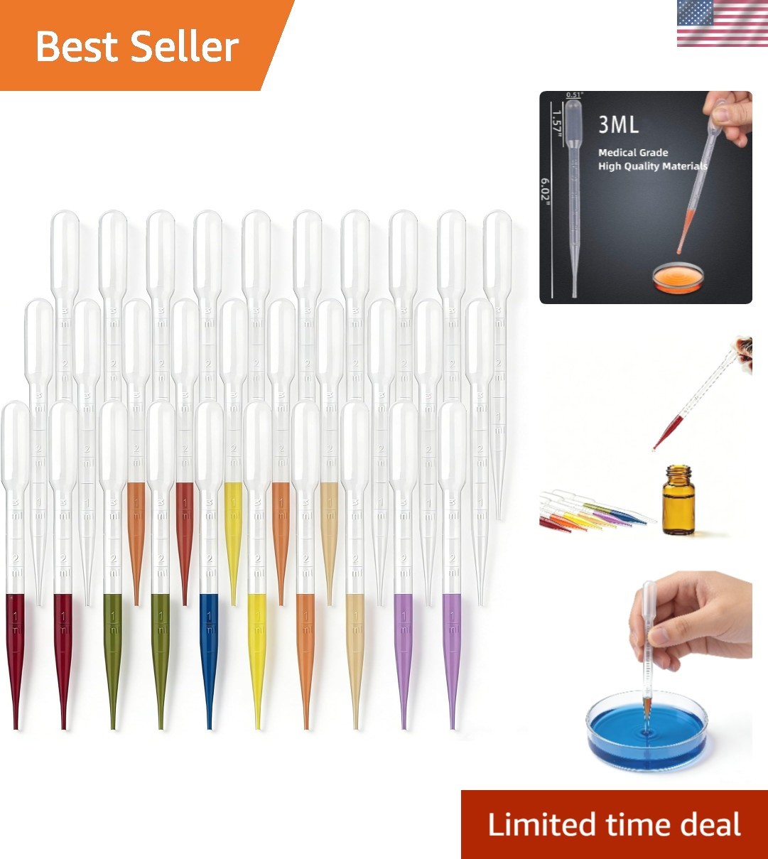 Versatile 50-Pack 3ml Pipettes – Precision Droppers for Crafts & Science