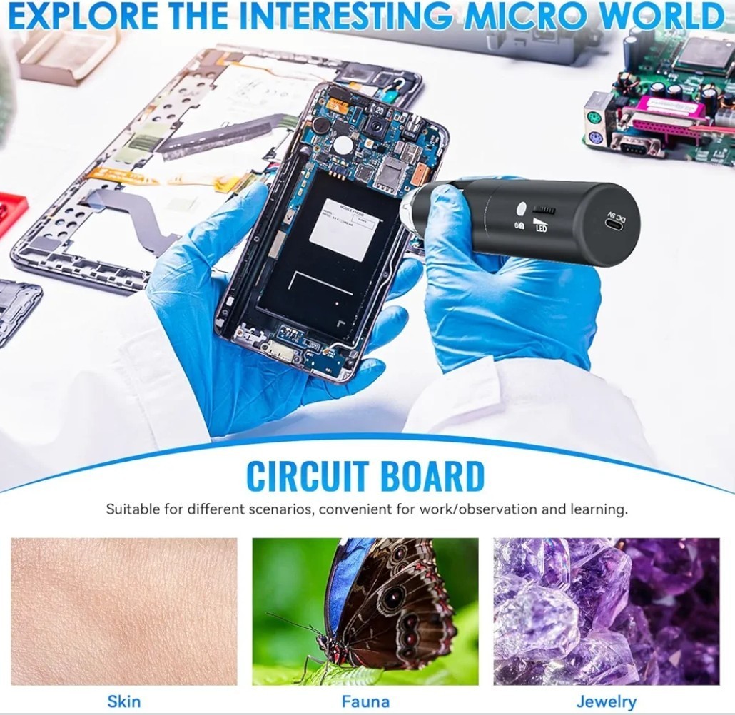 Wireless Digital Microscope 50X-1000X Magnification WiFi Portable Handheld