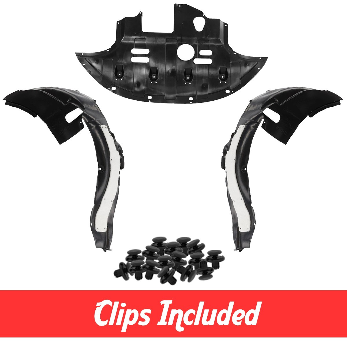 Fender Liner & Under Cover Set w/ Clips For Korea Built 2017-2018 Elantra 2.0L
