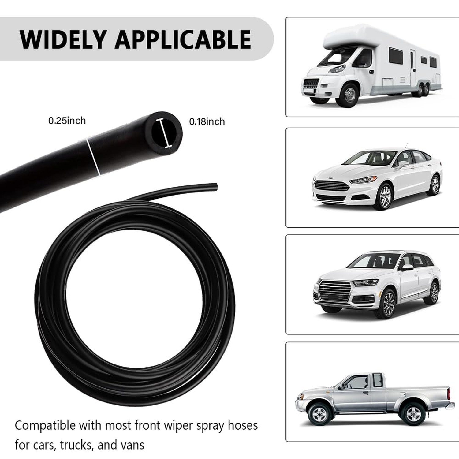 Windshield Washer Hose Kit Includes 13.12Ft Windshield Wiper Hose+12 Connecto...