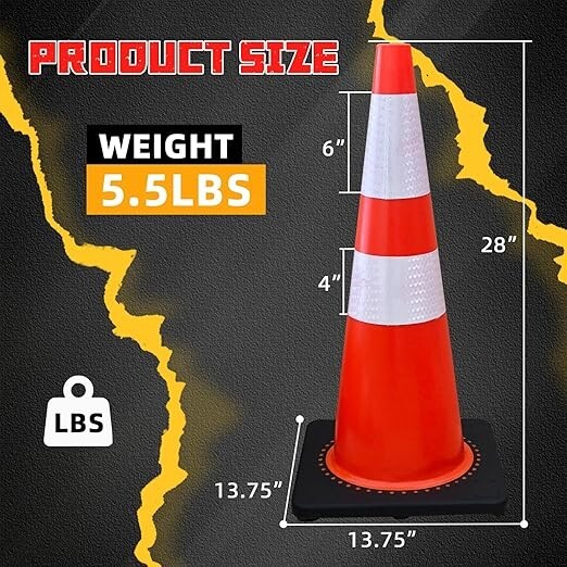 Safety Cones 8 PCS 28'' Collapsible Traffic Cones W Reflective Collars