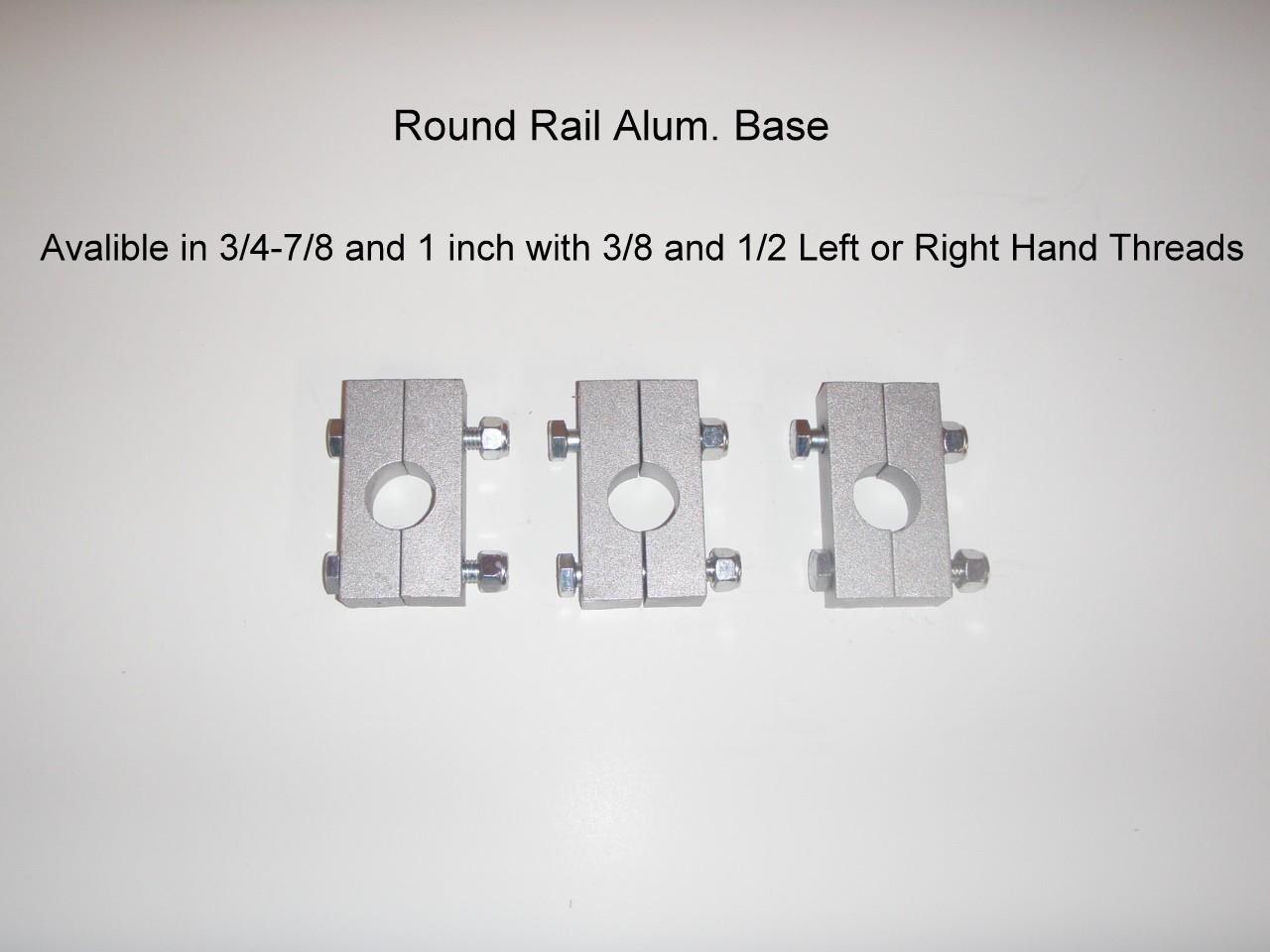 2-piece round rail clamp on bases fits  1"round rails. 1/2 Threads Made In USA*
