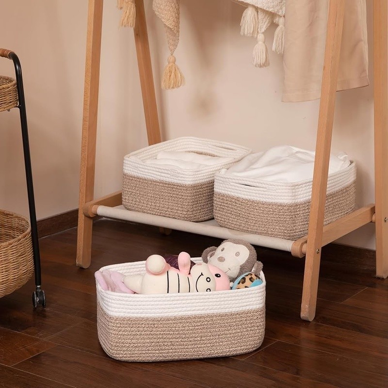 Multifunctional Cotton Rope Storage Baskets Soft Durable Organizer Home Use