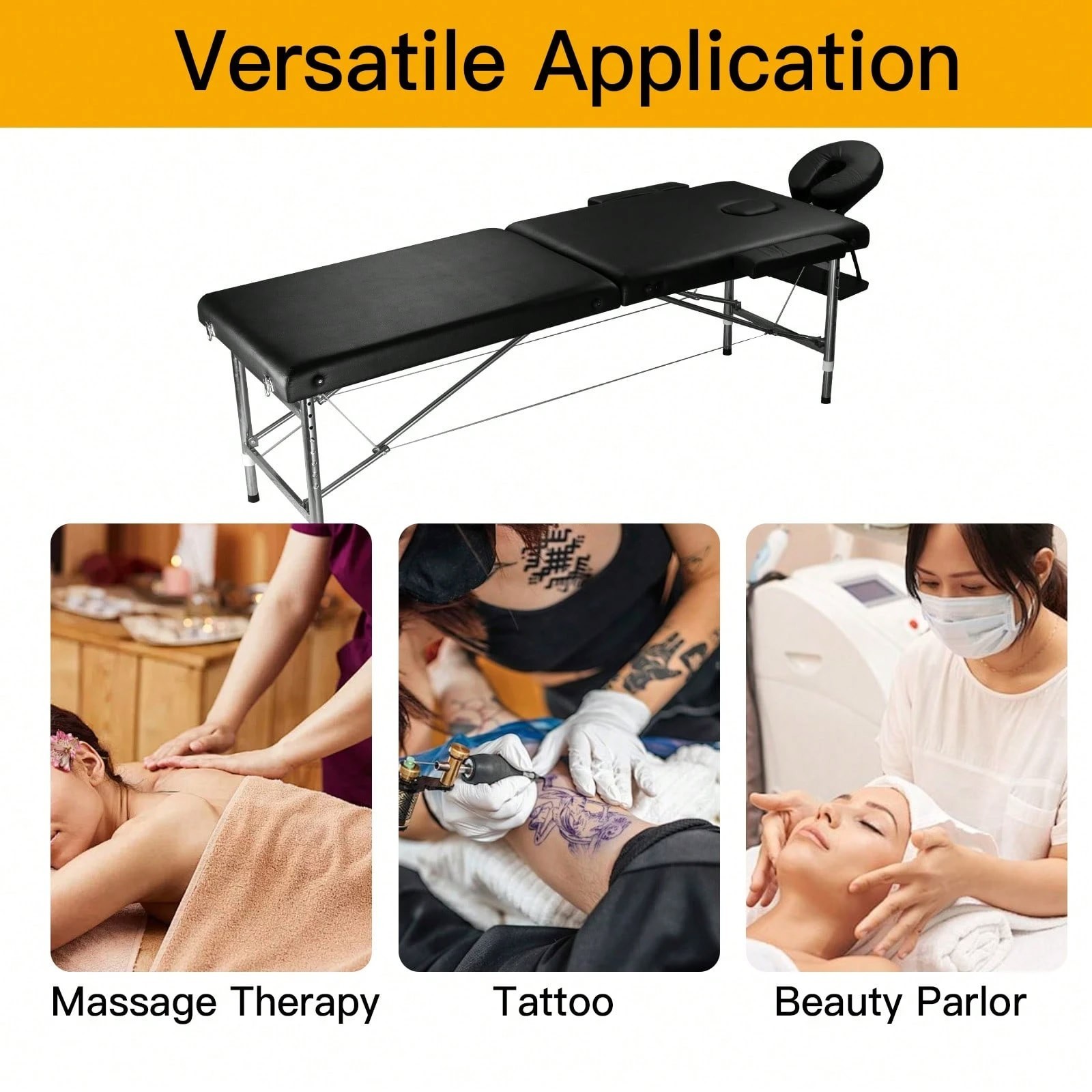 Portable Massage Table Adjustable Aluminum Folding Lash Bed Spa Chair