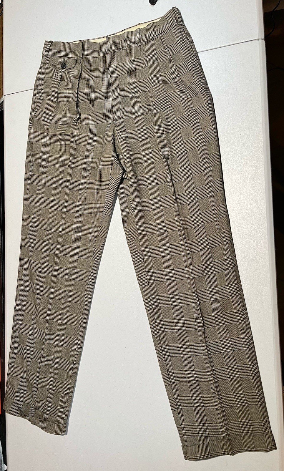 vtg Polo Ralph Lauren HOUNDSTOOTH CHECK plaid pants WOOL mens 32x30 USA MADE