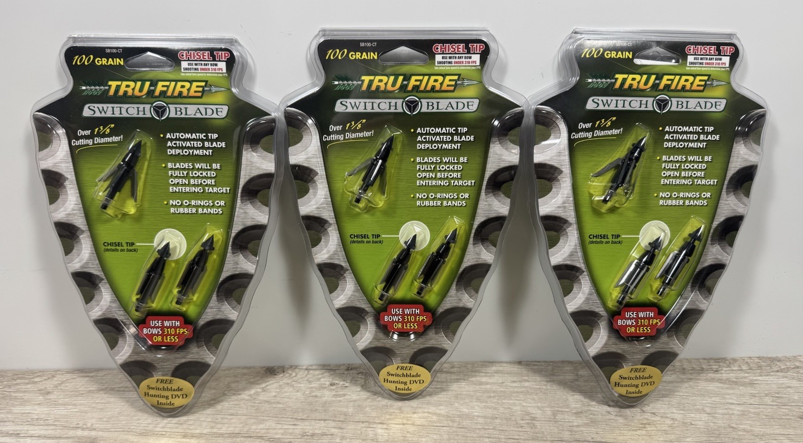 Lot of 3 Packs Tru-Fire Switchblade Mechanical Broadheads 100 GR 3-Pack SB100-CT