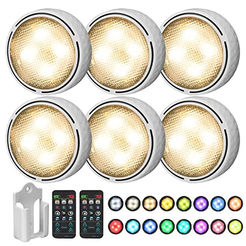 LED Puck Lights Battery Operated LED Under Cabinet Lighting 6 Pack White