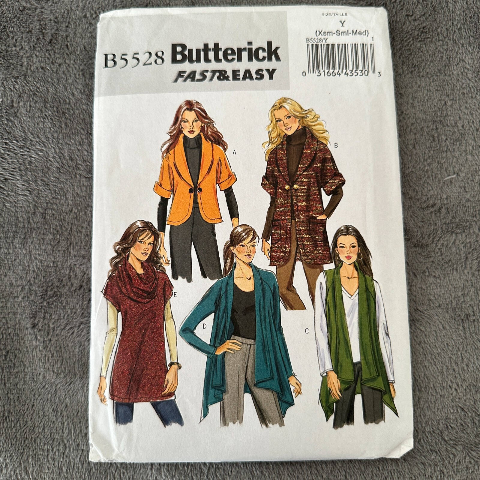 Butterick Pattern 5528 Sz 4-14 Cardigan Tunic Neck Ring Fast Easy Fall Winter