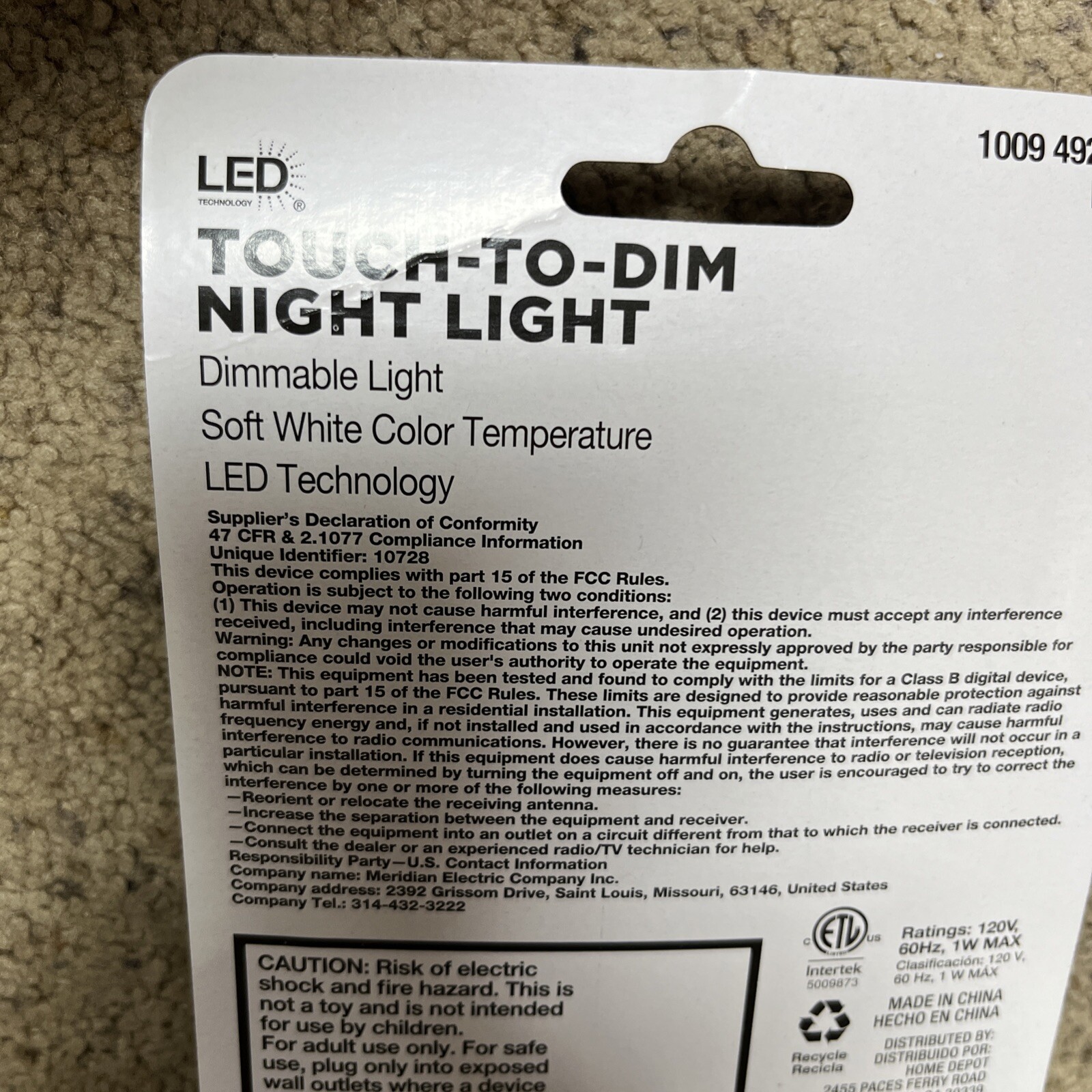 Touch to Dim Dimmable Soft White Plug-In LED Black Night Light (2PK)