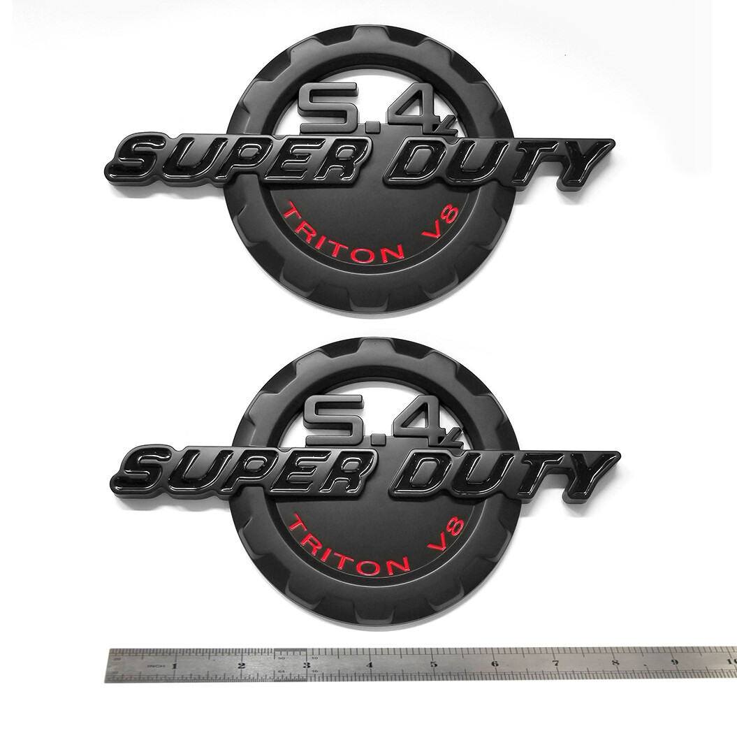 2pack OEM 5.4L Super Duty Triton V8 Emblem fits Superduty Badge Black Red
