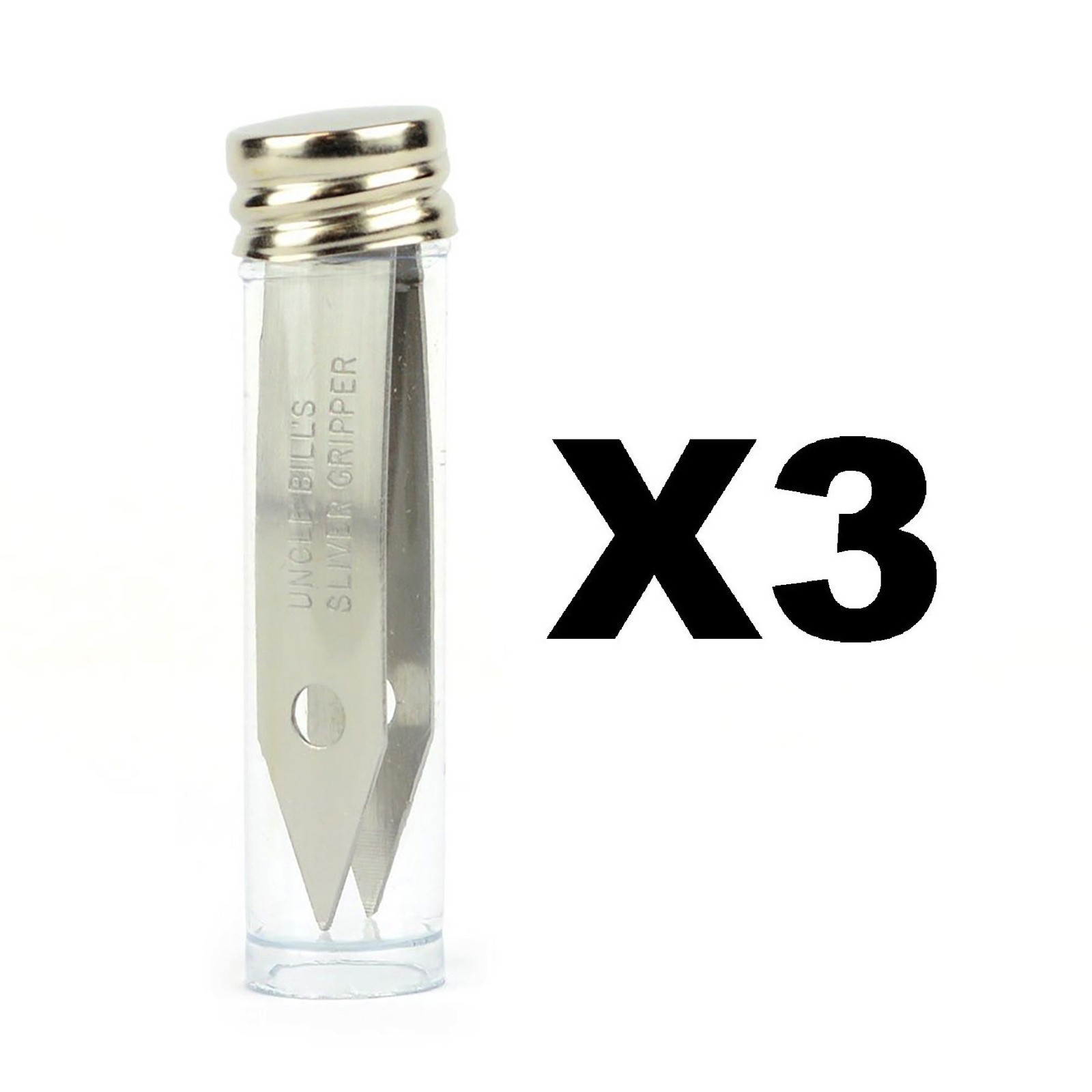 Uncle Bill's Sliver Gripper Precision Tweezers Stainless Steel Bottled (3 Pack)