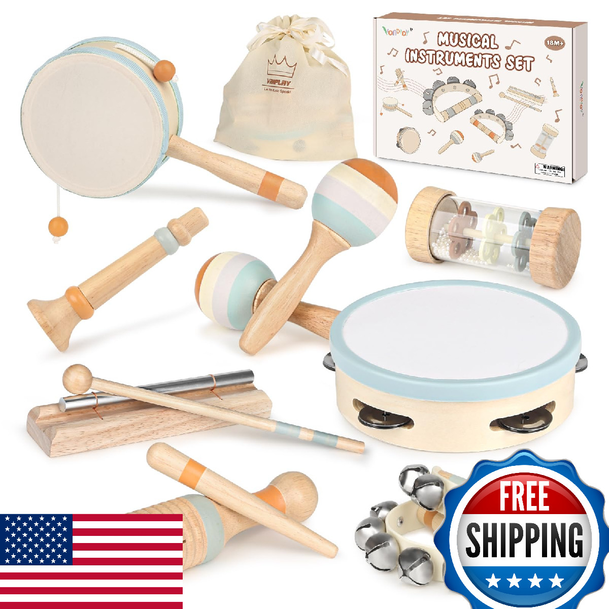 Vanplay Montessori Musical Toy Set for 2-3 Year Old Boys & Girls - 80 Chars