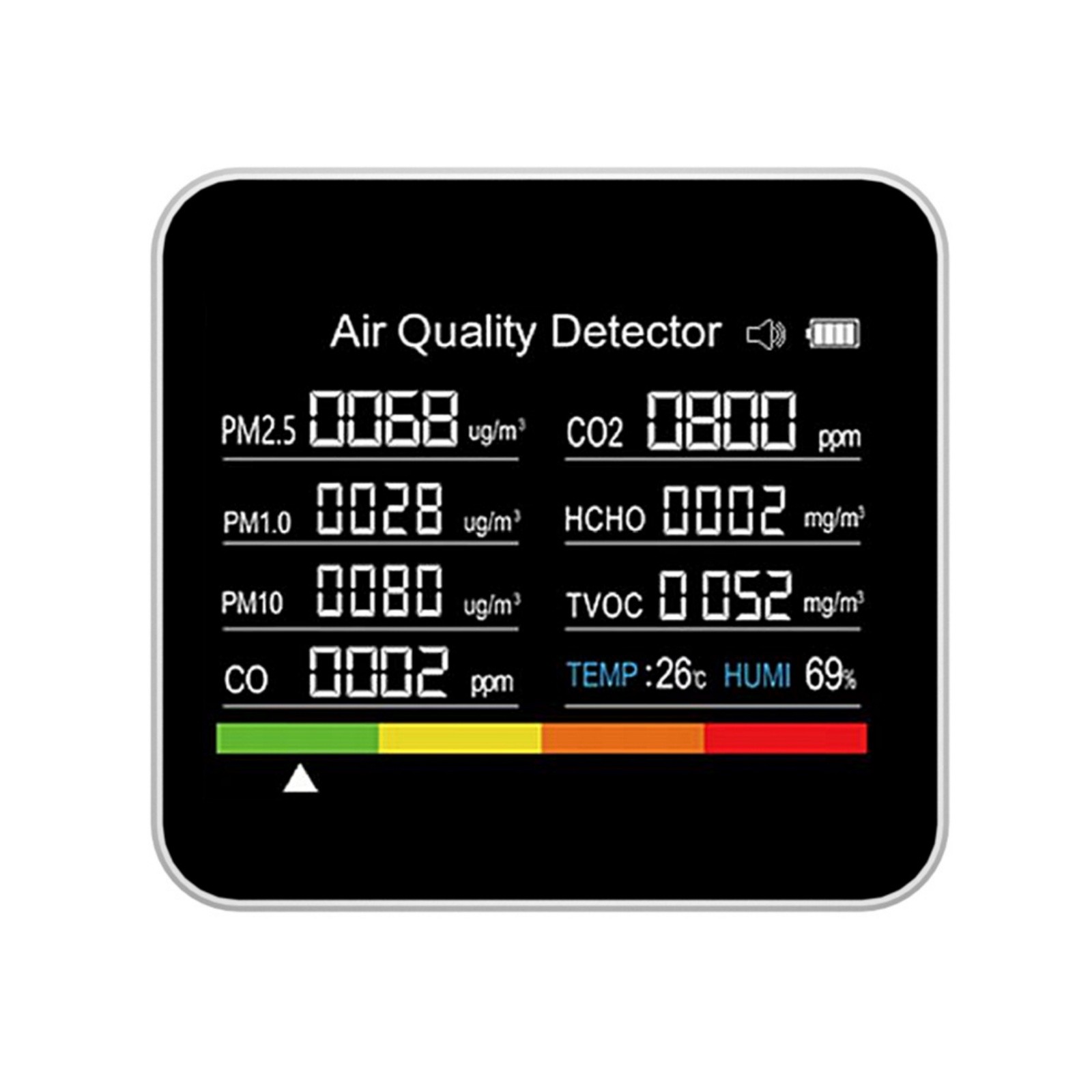 Air Quality Monitor 9-in-1 Detector CO/CO2/PM2.5/TVOC/HCHO/Temp/Humidity