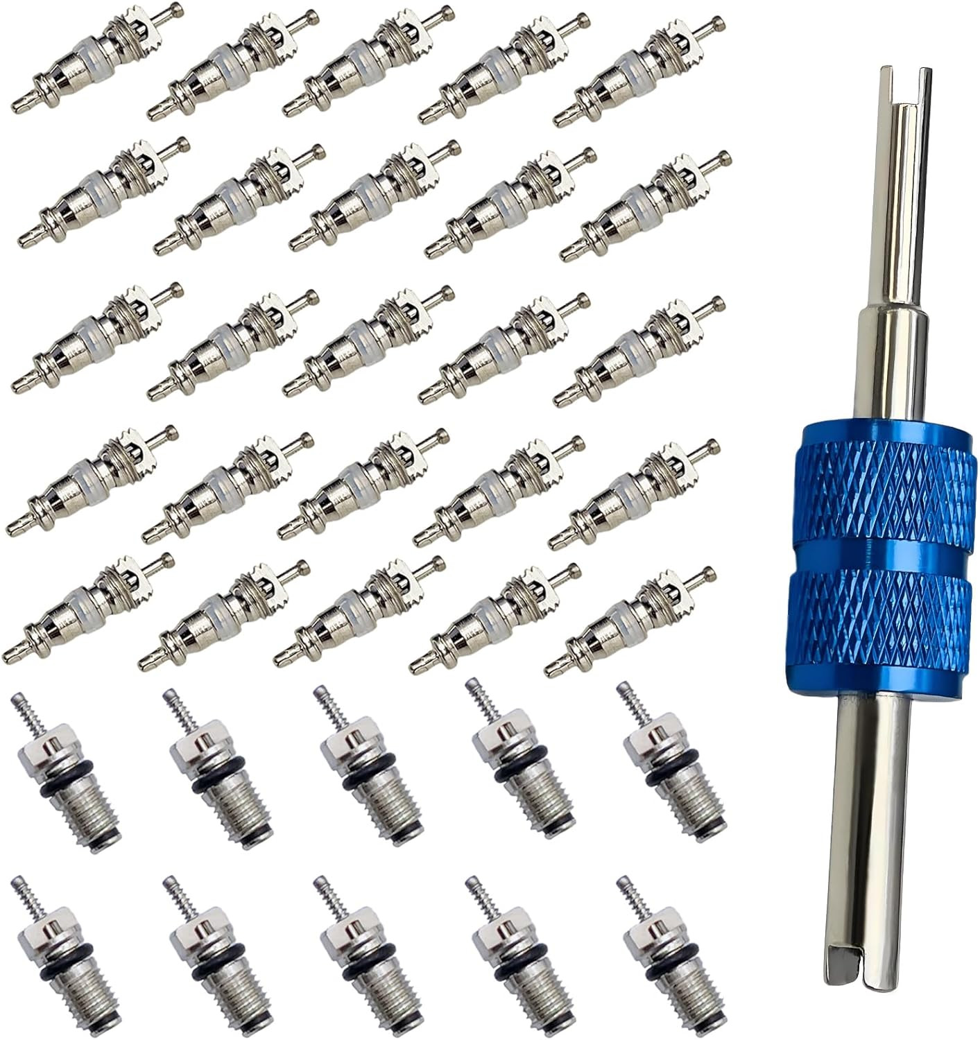 A/C Valve Core Repair Kit - R12 R134a Schrader Valves & Dual Remover Tool