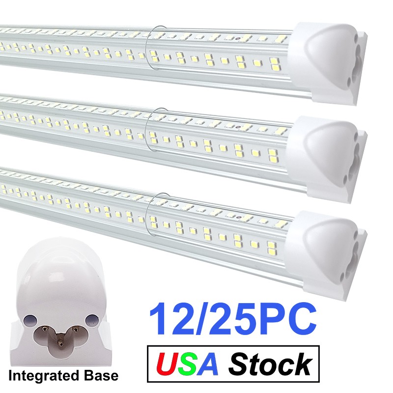 12/25 Pack T8 8 Foot LED Shop Light 144W 8FT Integrated Led Tube Light Fixture
