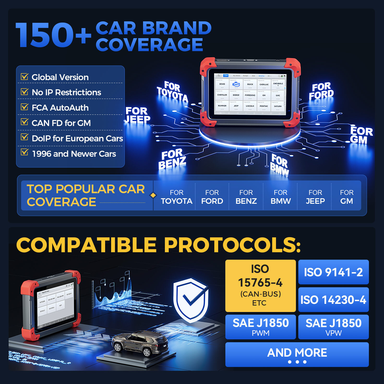 XTOOL D7 V2.0 Bidirectional OBD2 Scanner Full System Diagnostic Tool 36+ Reset