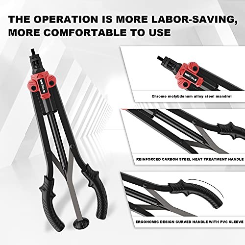 17" Rivet Nut Tool, Hand Rivet Tool Kit with 11 Metric & SAE Mandrels M3 M4
