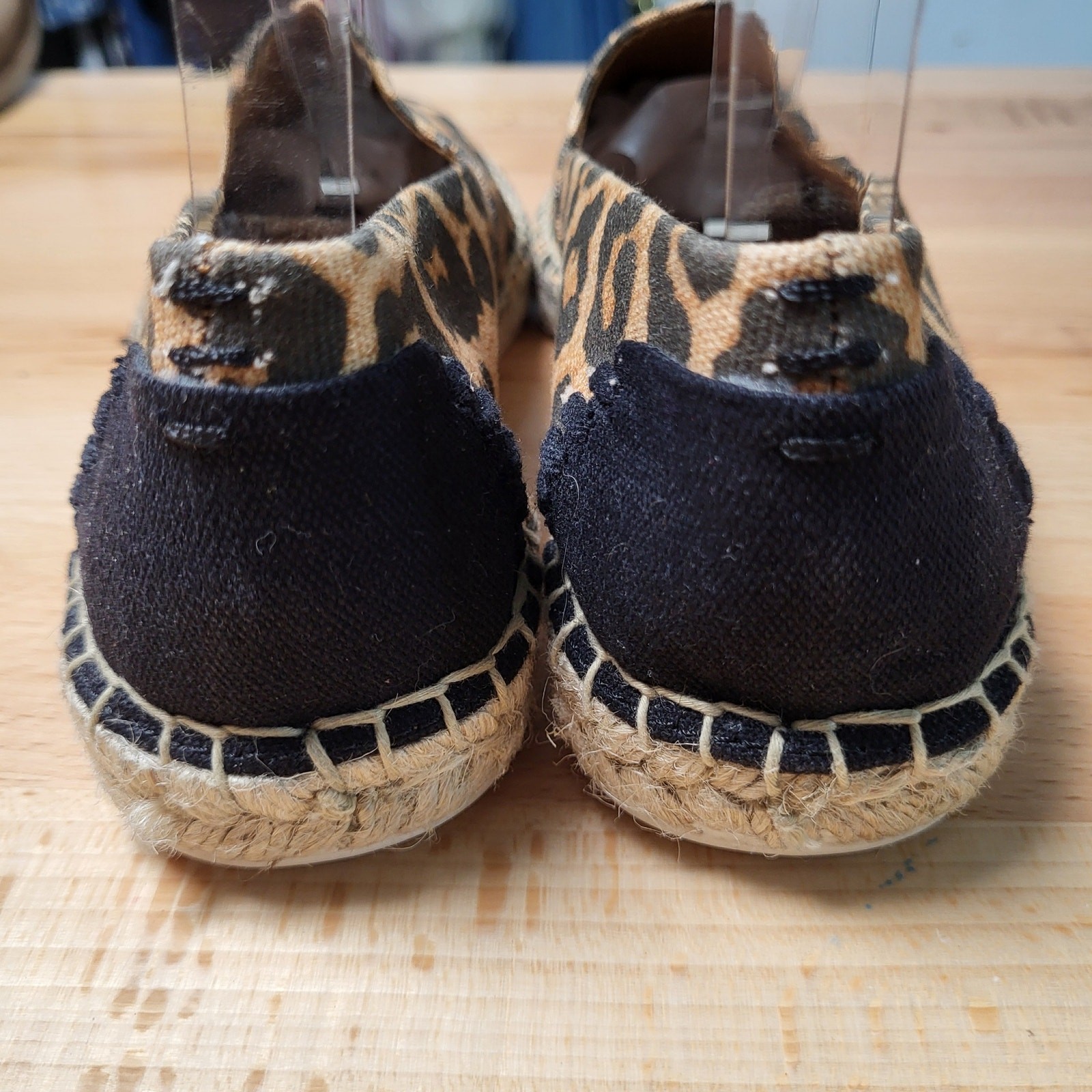 Franco Sarto Leopard Print Flat Slip-On Canvas Espadrilles Square Toe Size 7.5M