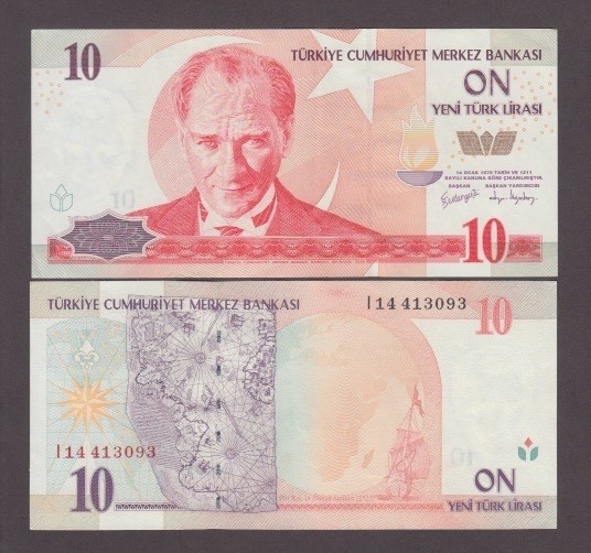 TURKEY P.218  10 NEW LIRA  EF   WE COMBINE   yyy 2512