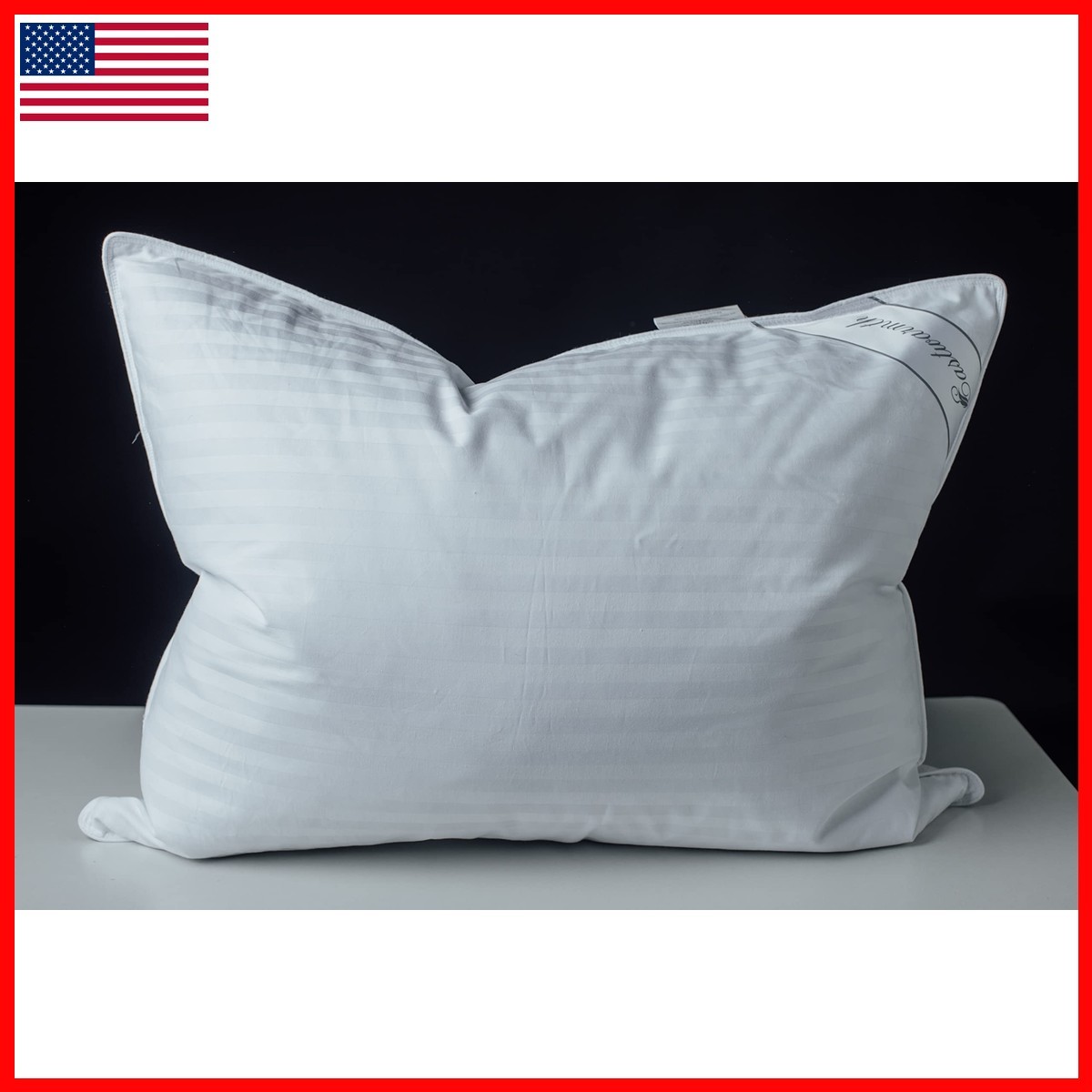 Eastwarmth Goose Down Feather Pillow 100% Cotton Stripe White Standard Size