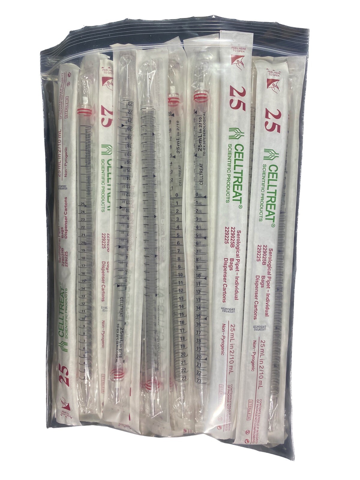 CELLTREAT 25mL Disposable Serological Pipets Red PS 229225B (46/cs)