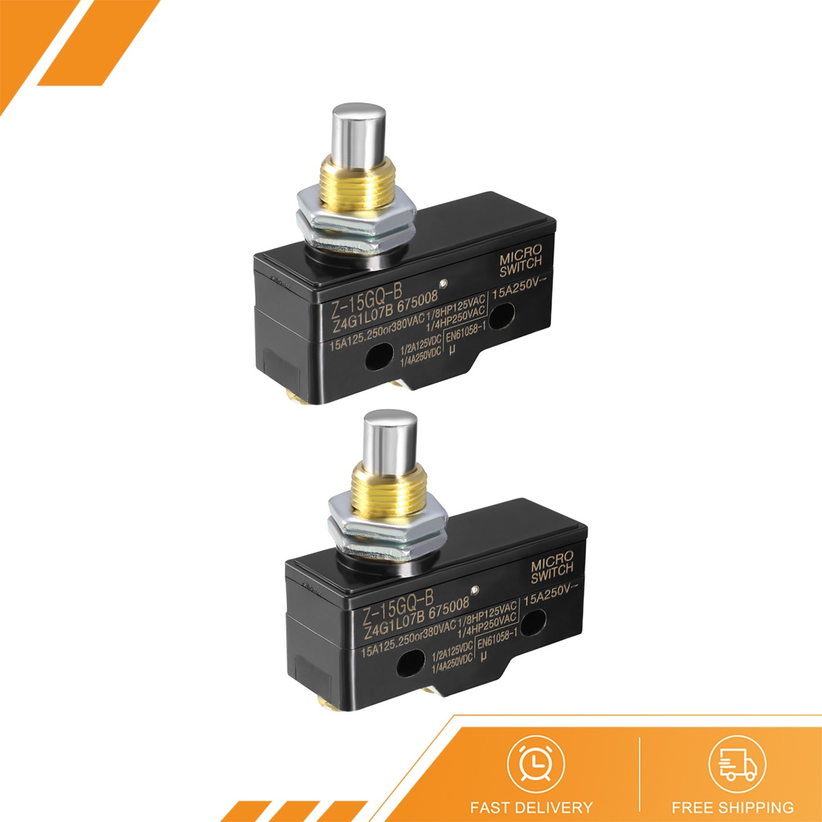 2 PCS Z-15GQ-B 1NO + 1NC Panel Mount Snap Button Type Micro Limit Switches