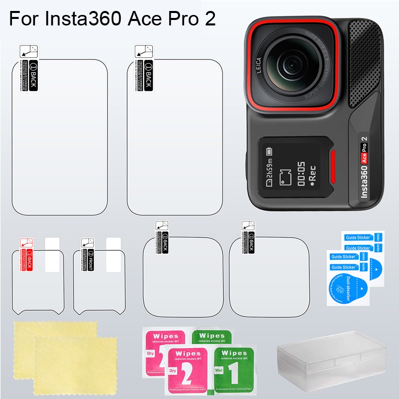 Camera Lens Screen LCD Display Protector Tempered Film Set for Insta360 Ace Pro2