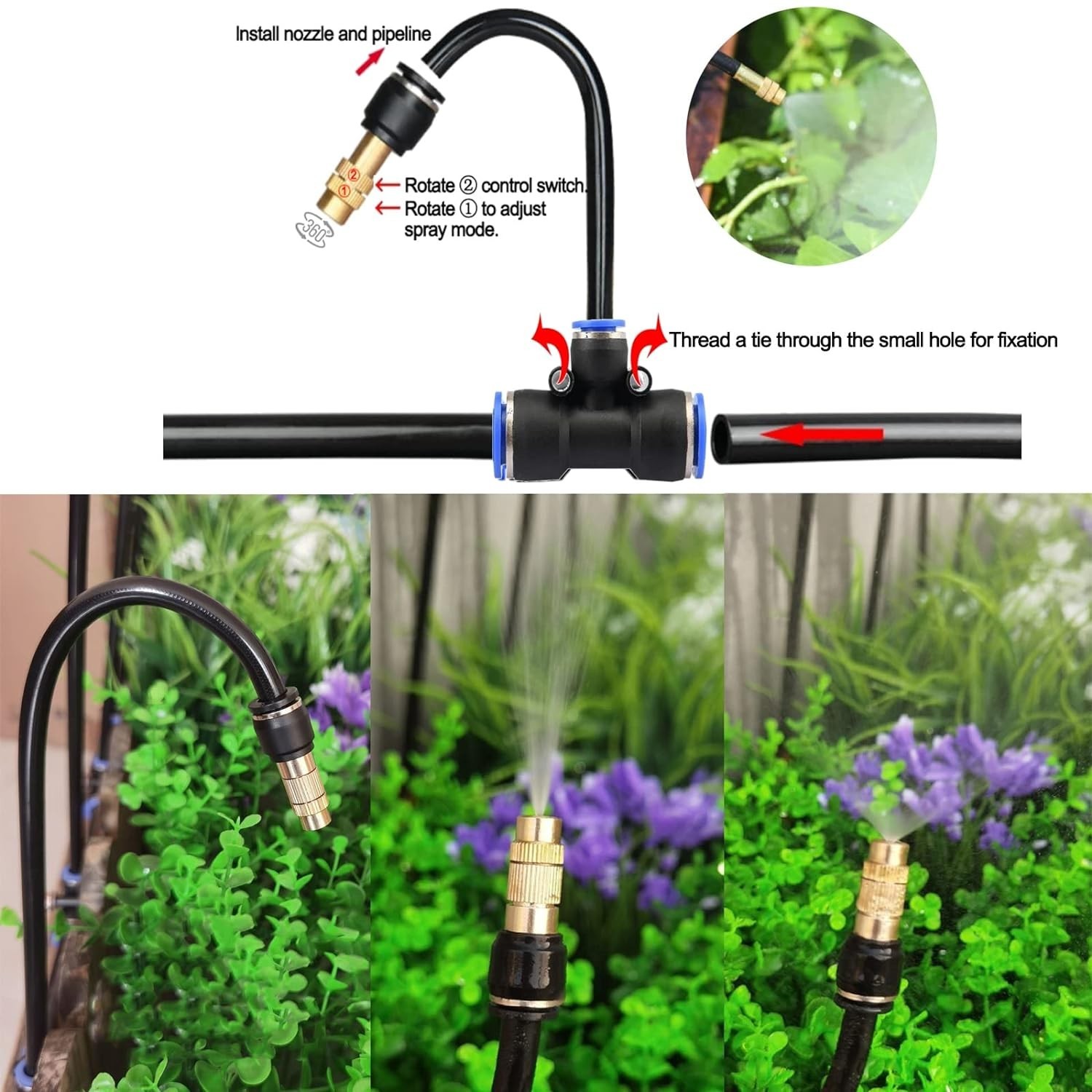 50FT Drip Irrigation Kit, Automatic Garden Watering System with Tool-Free Qui...