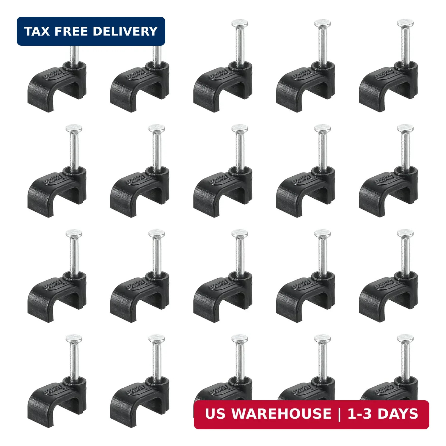 uxcell Cable Clips with Steel Nail, 100Pcs 7mm/0.28" Plastic Cable Wire Clips, E