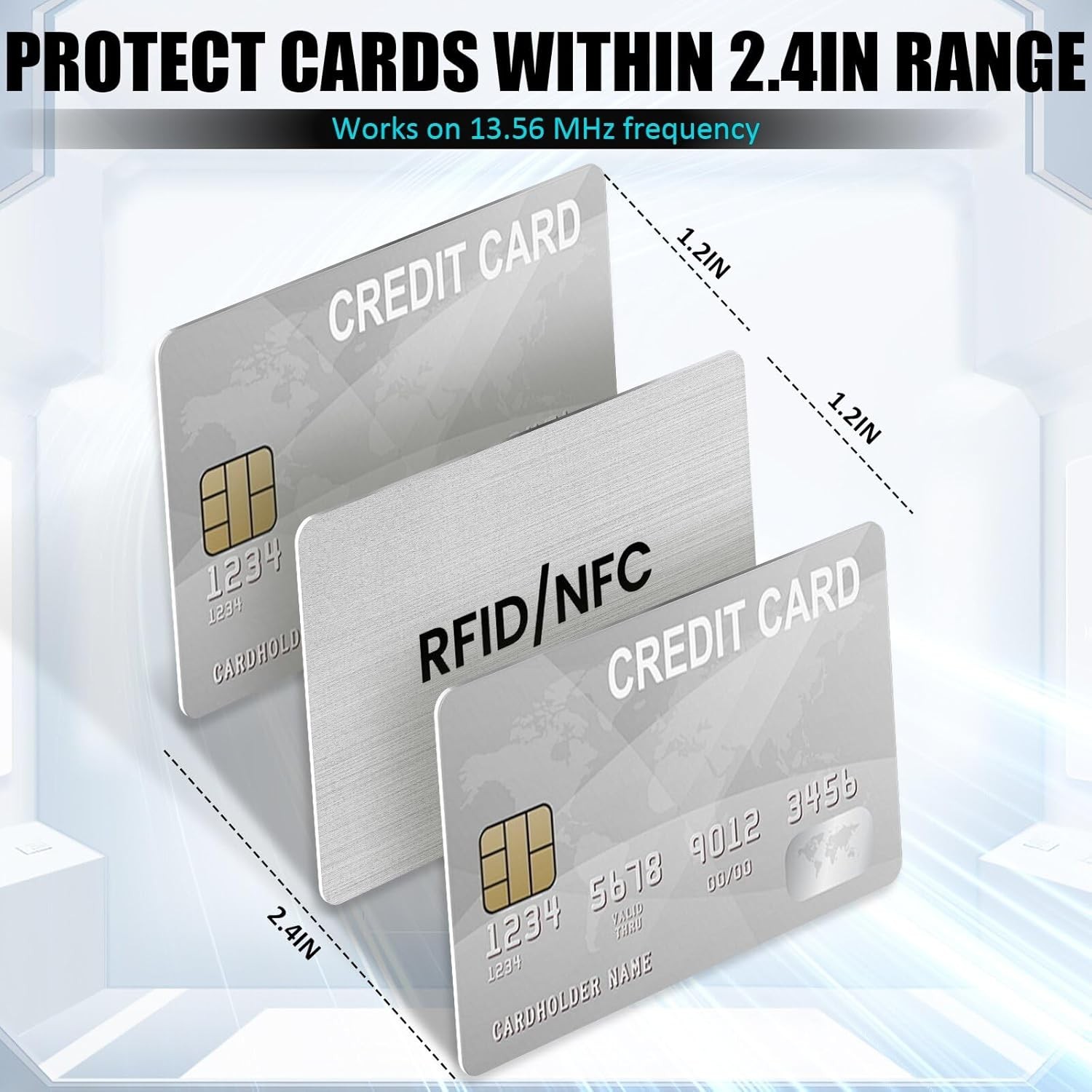 RFID Blocking Cards - NFC Credit Card Protector, Silver, 4 Pcs