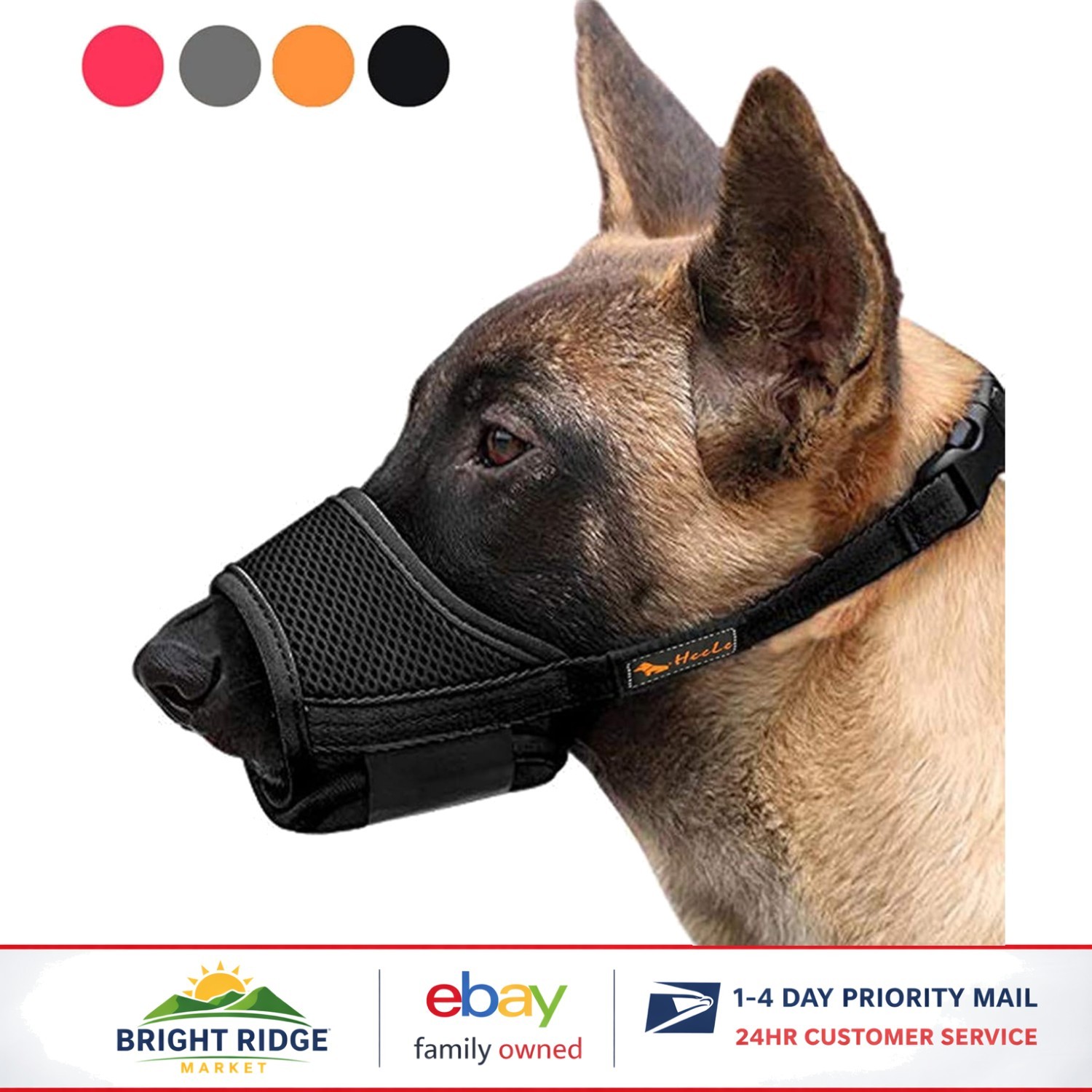 Soft Nylon Dog Muzzle for Medium Large Breeds, Adjustable and Breathable Design