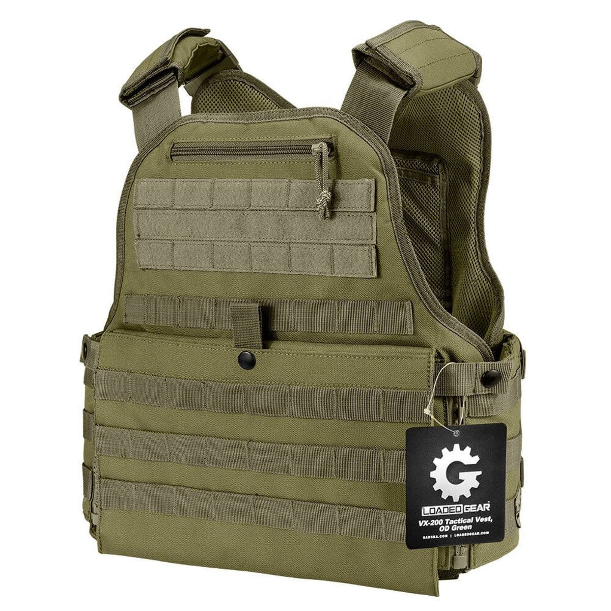 Barska Loaded Gear VX-500 MOLLE Plate Carrier Tactical Vest, OD Green