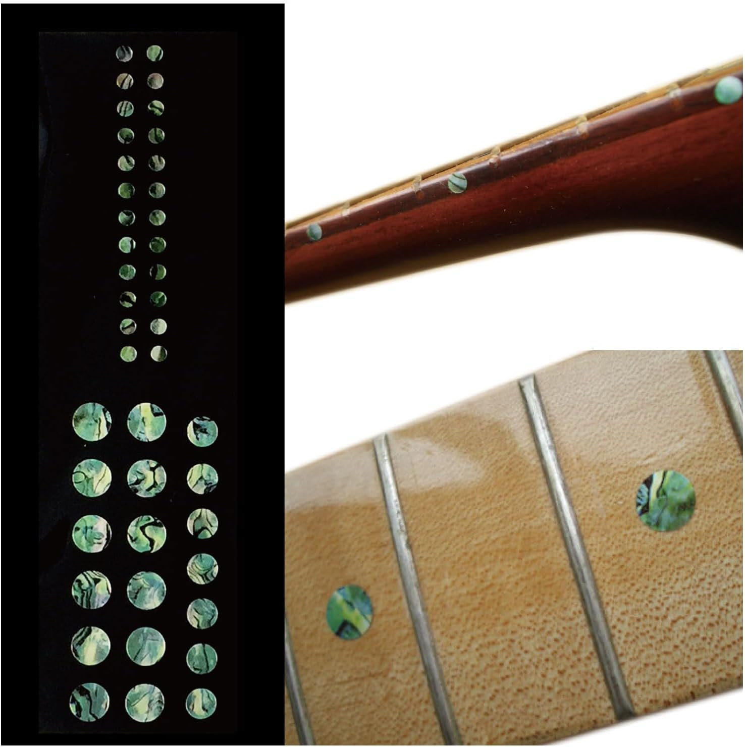 Inlay Sticker Fret Markers for Guitars & Bass - Custom Dots Set - Abalone Green,