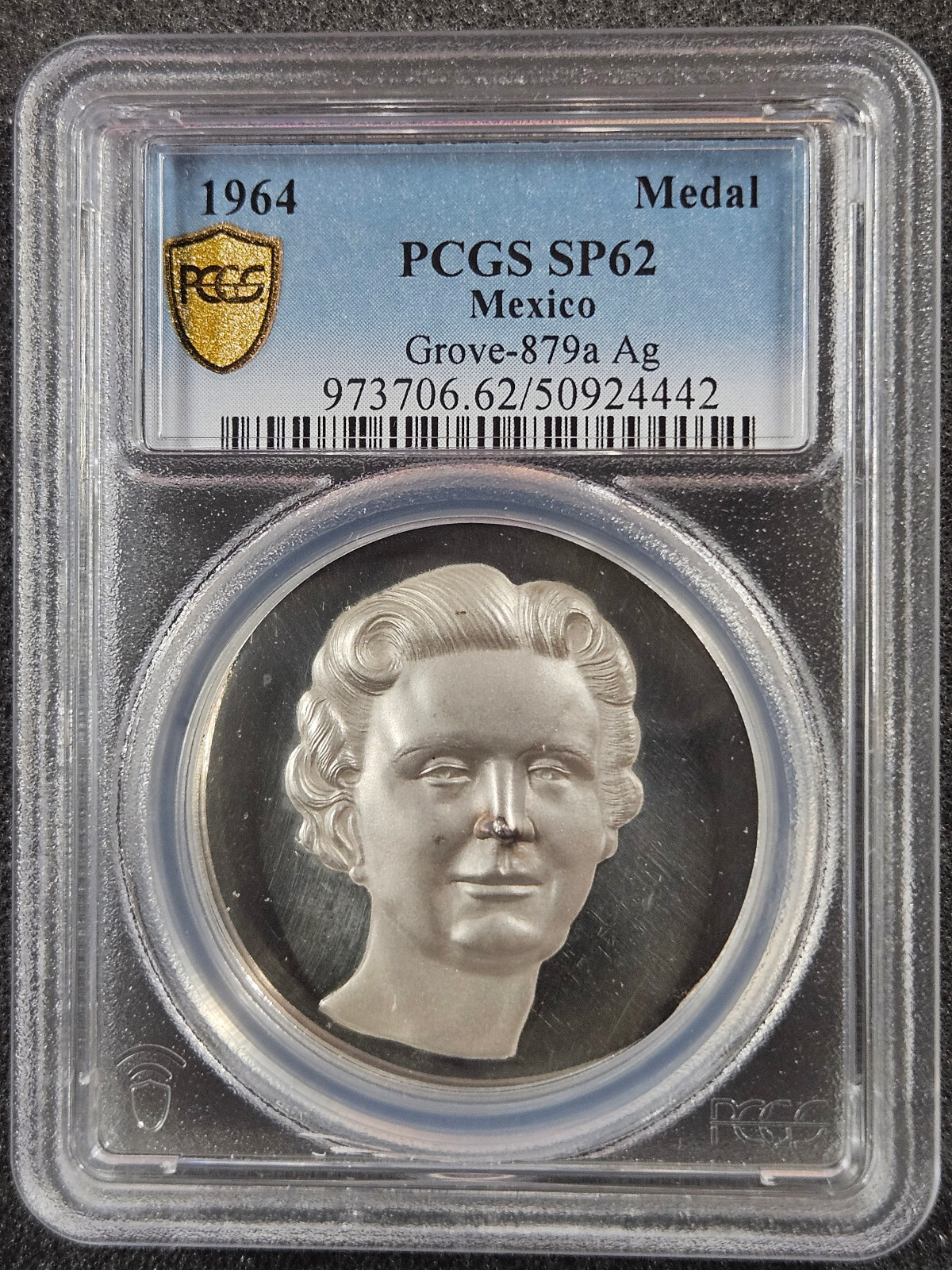 🌟 1964 Mexico SILVER Medal GROVE 879a Juliana Holanda PCGS SP62 Rare TOP POP 1