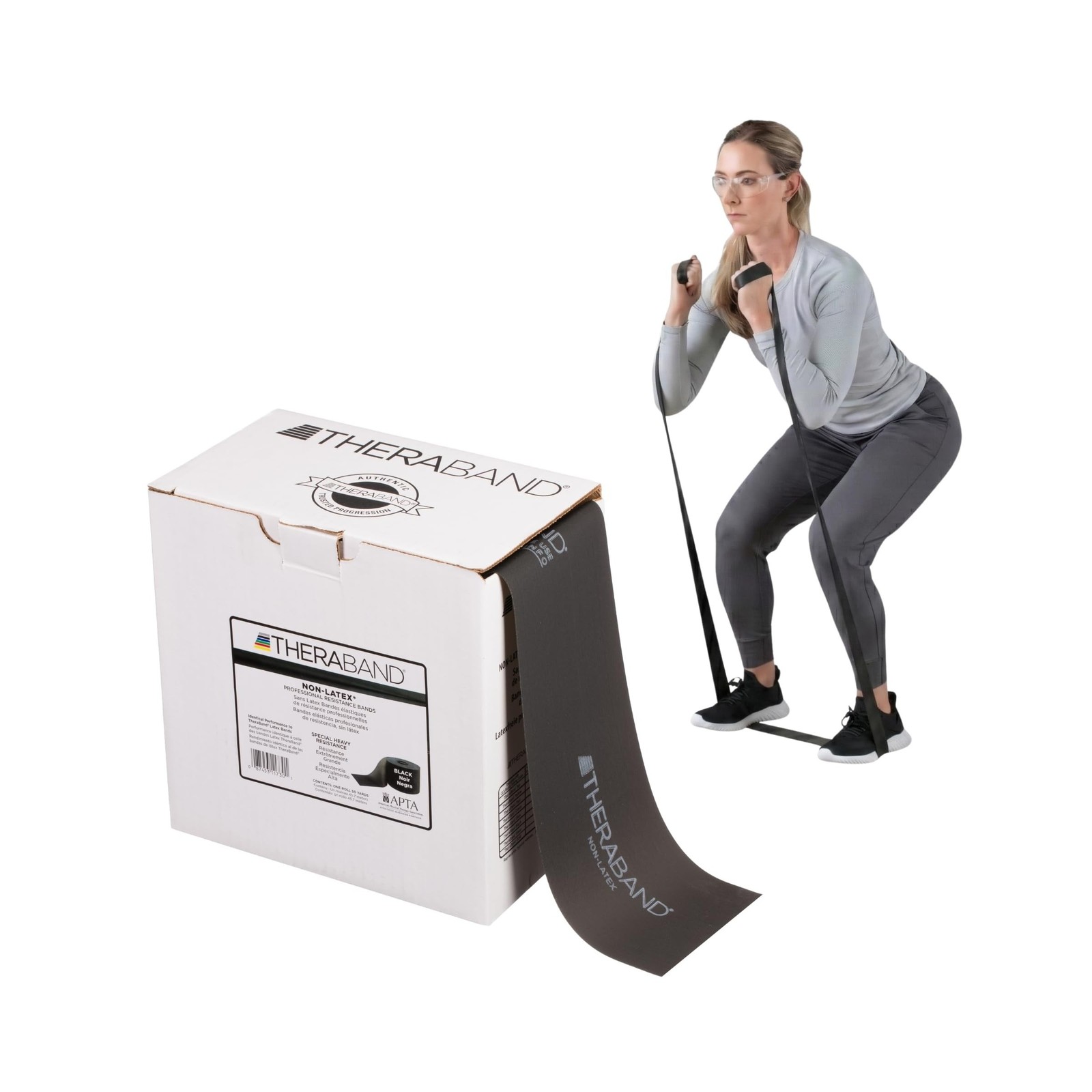 THERABAND Resistance Band 50 Yard Roll, Special Heavy Black Non-Latex Profess...