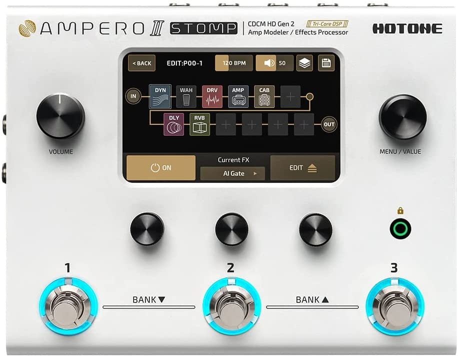 Hotone Ampero II Stomp Amp Modeler and Effects Processor w Power Supply