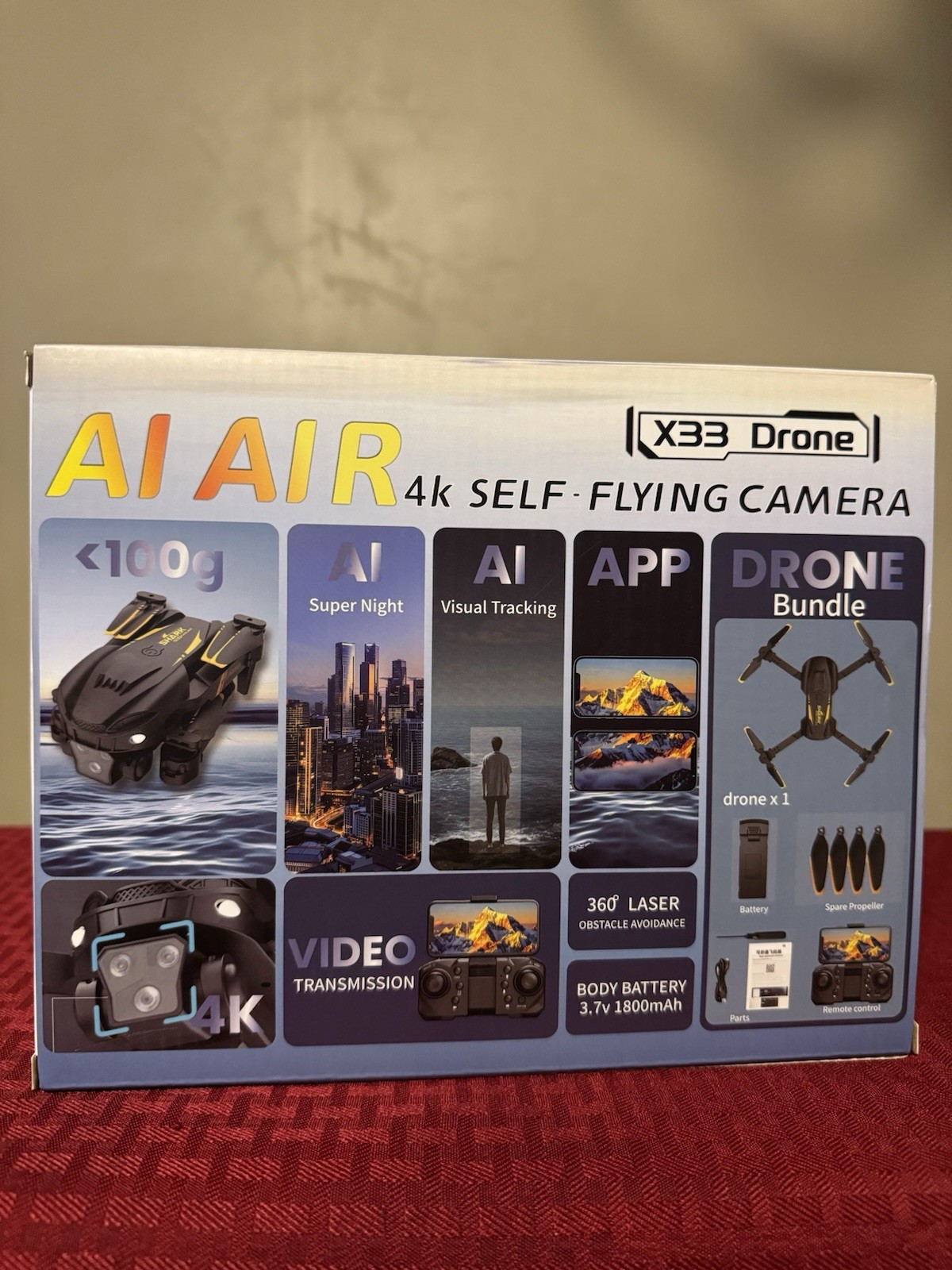 AI AIR X33 4K Dual Camera Selfie Drone Foldable Obstacle Avoid Optical Flow