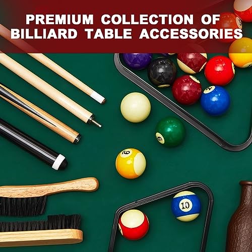 Pool Table Accessories Set with 6 Cue Sticks, 16 Billiard Balls, Triangle &