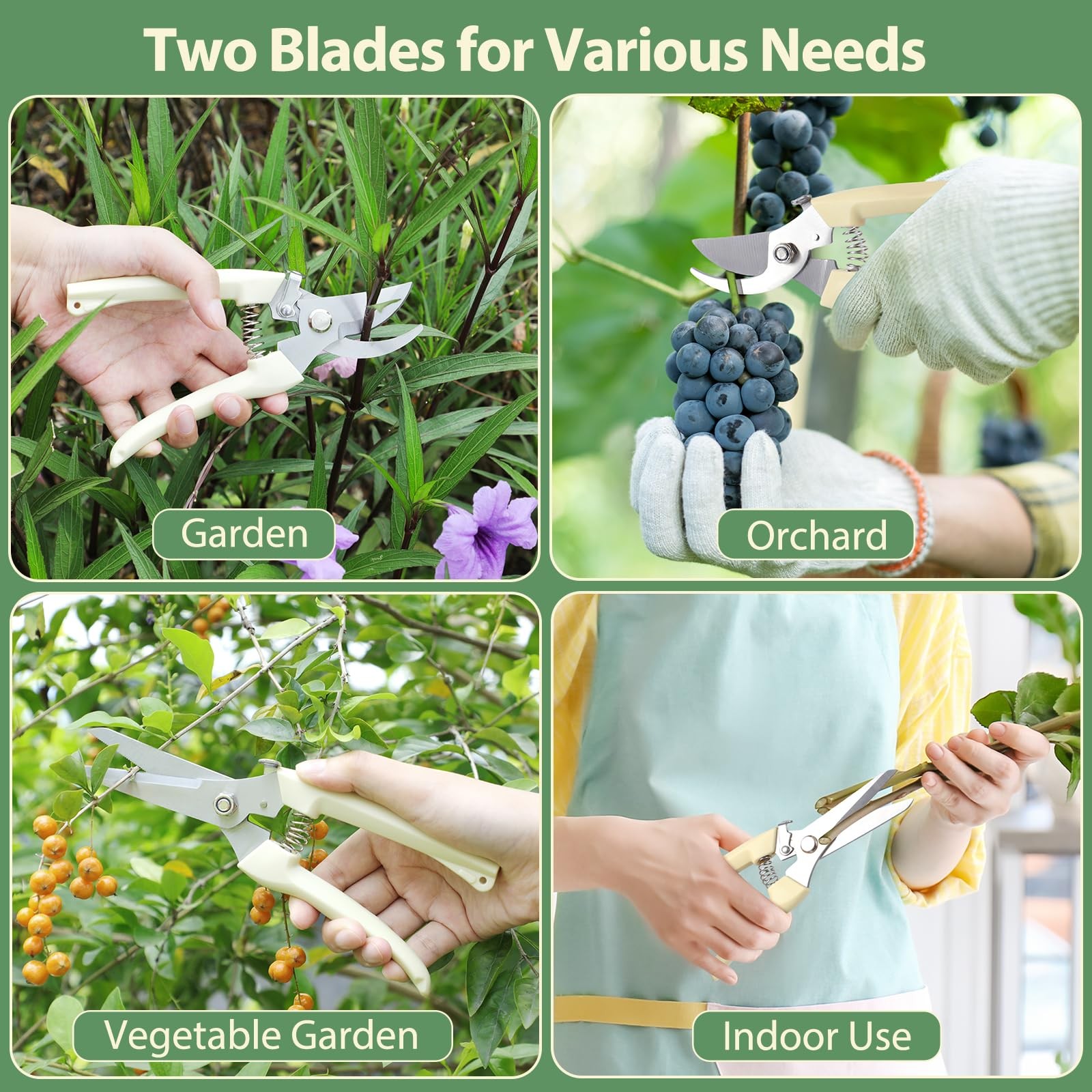 4PACK Pruning Shears, Stainless Steel Garden Sharp Handhled...
