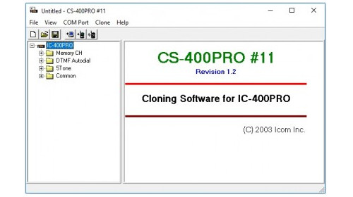 Icom CS-400PRO #11 Rev. 1.2 Cloning (Programming) Software for Icom IC-400PRO