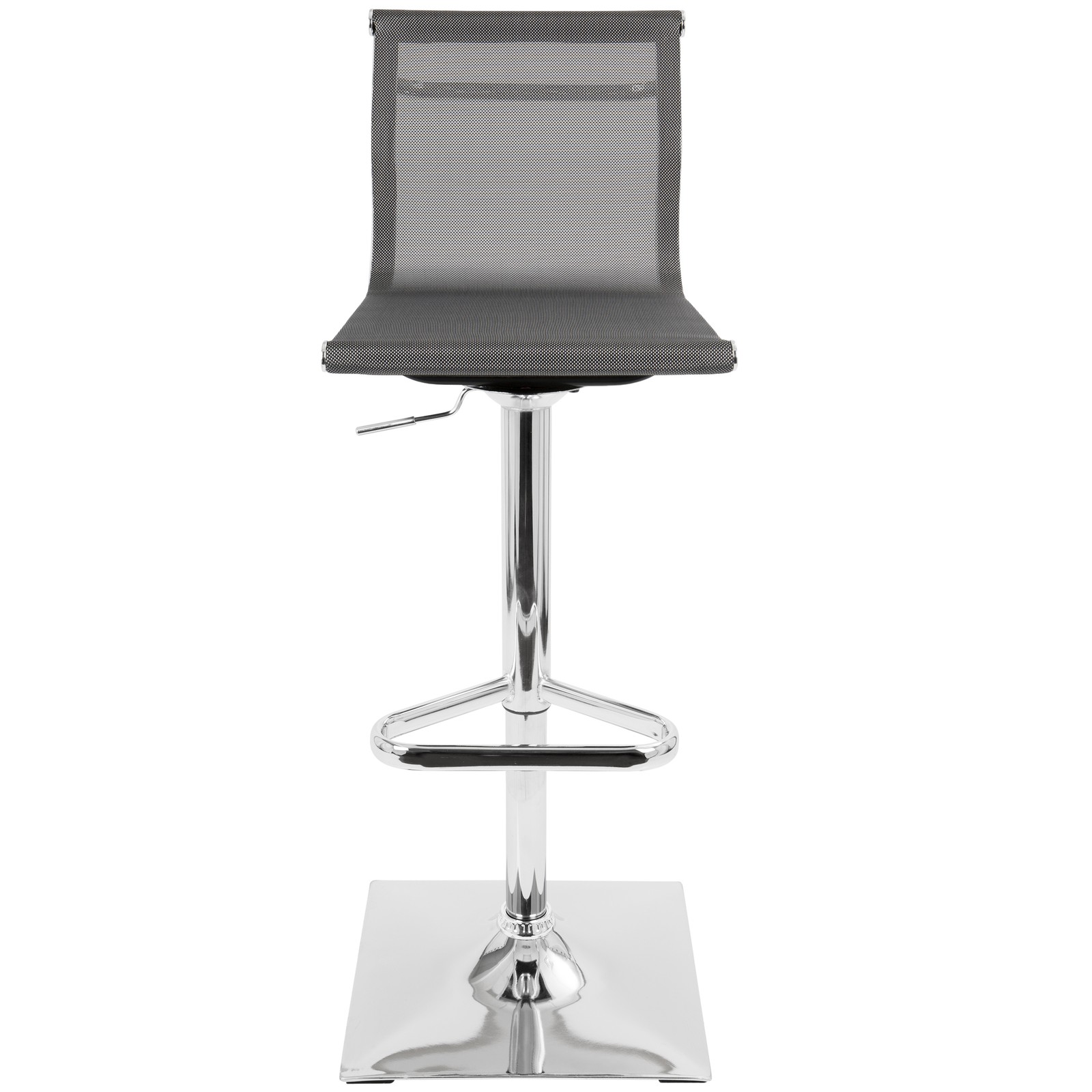 Mirage Contemporary Adjustable Barstool with Swivel in Silver by