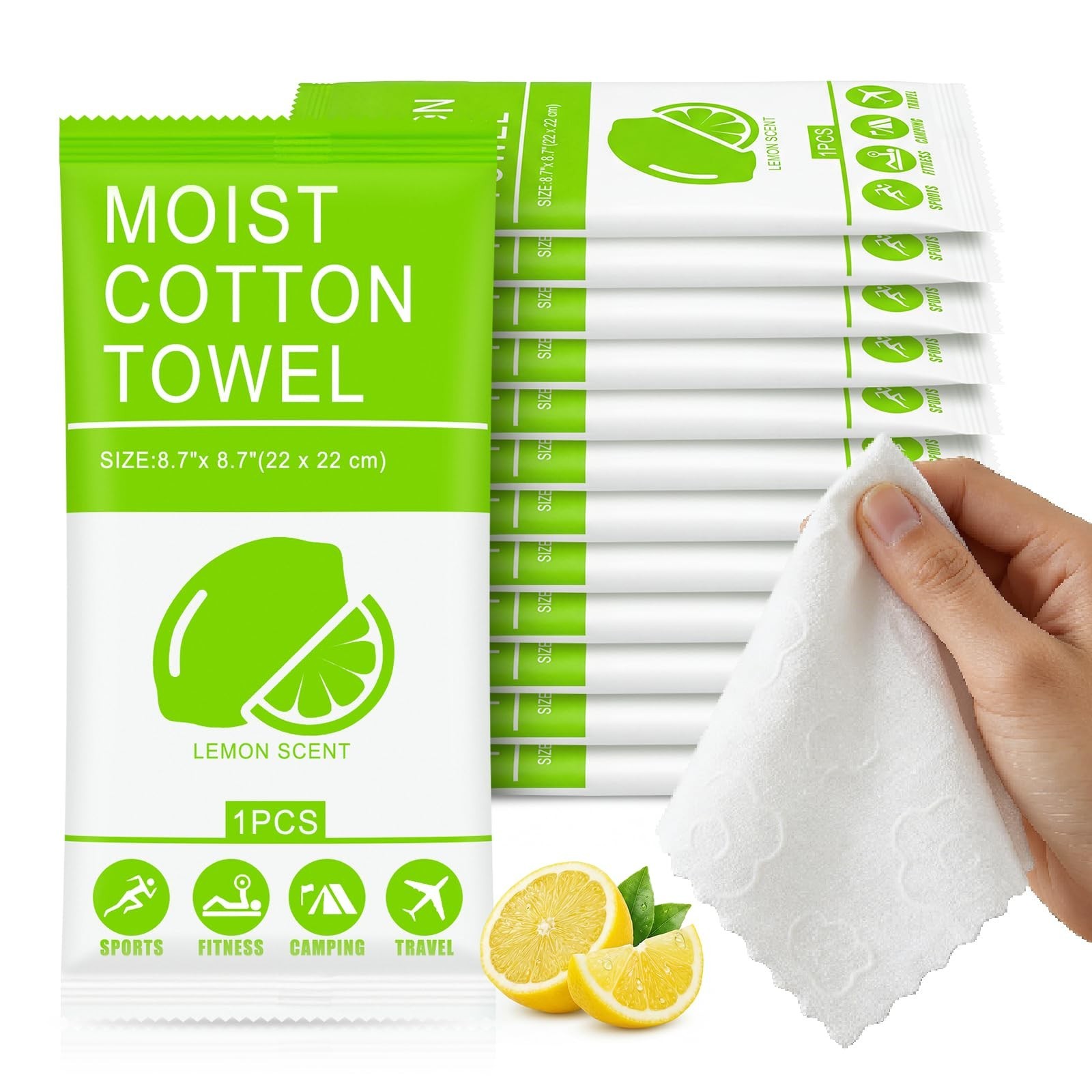 Body Wash Towelettes Scented Lemon Moist Cotton Towel 8.66''x8.66'' Deodorant...