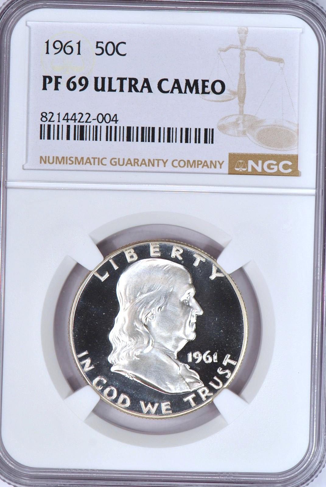 1961 Franklin Half Dollar Proof NGC PF 69 ULTRA CAMEO PR DCAM Top Pop Coin 50C
