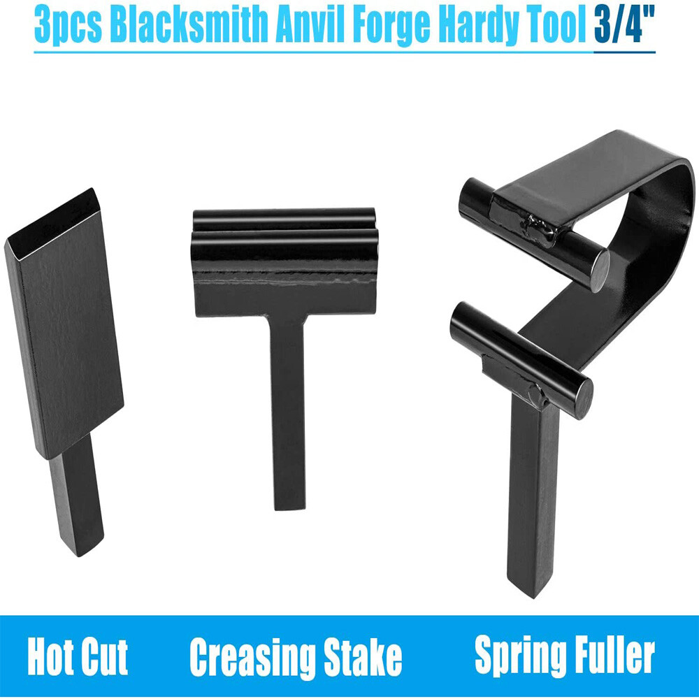 3/4" Blacksmith Anvil Forge Hardy Tool Hot Cut Creasing Stake Spring Fuller set.