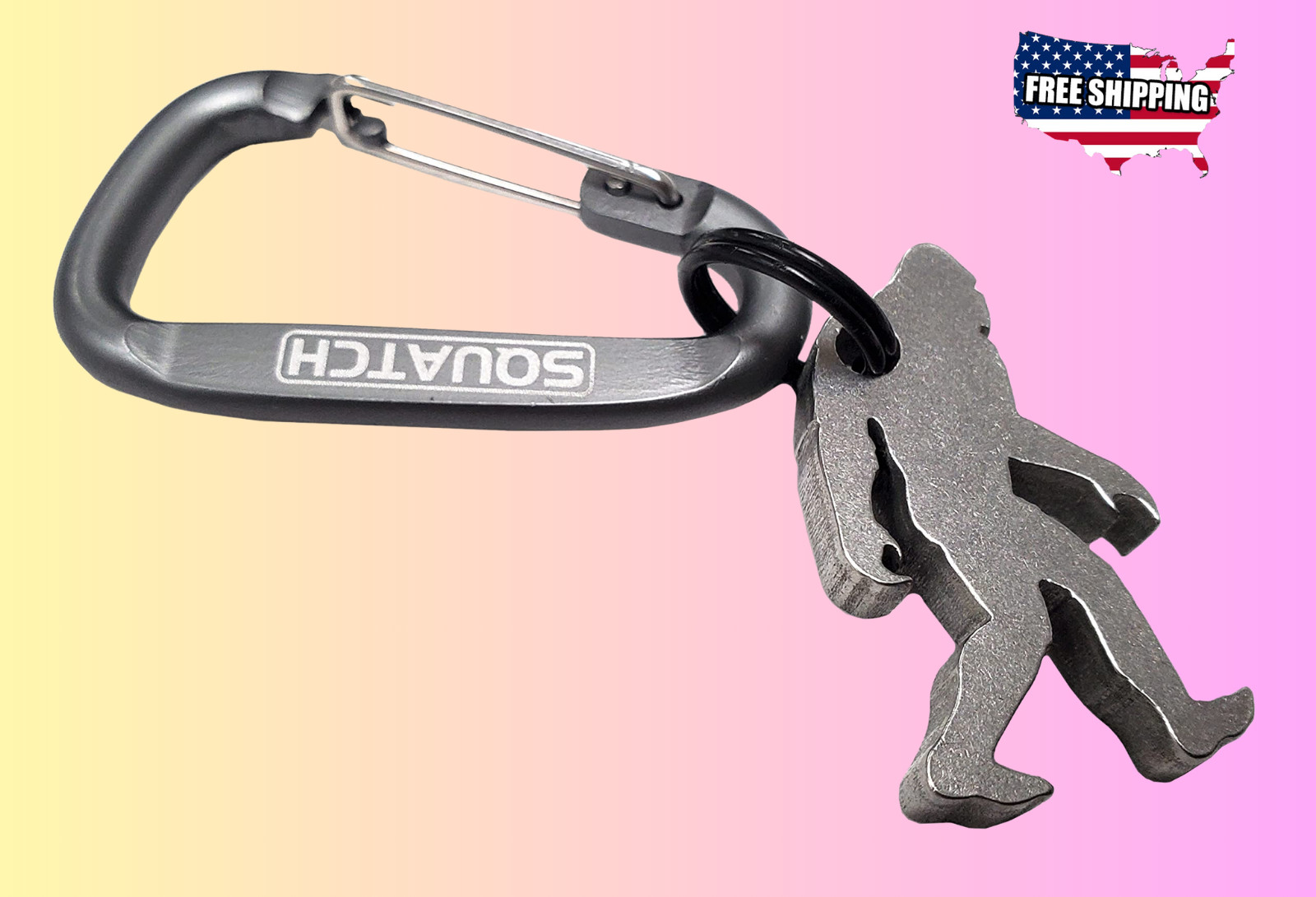 Bigfoot Keychain Bottle Opener - Metal Camping Gift, USA