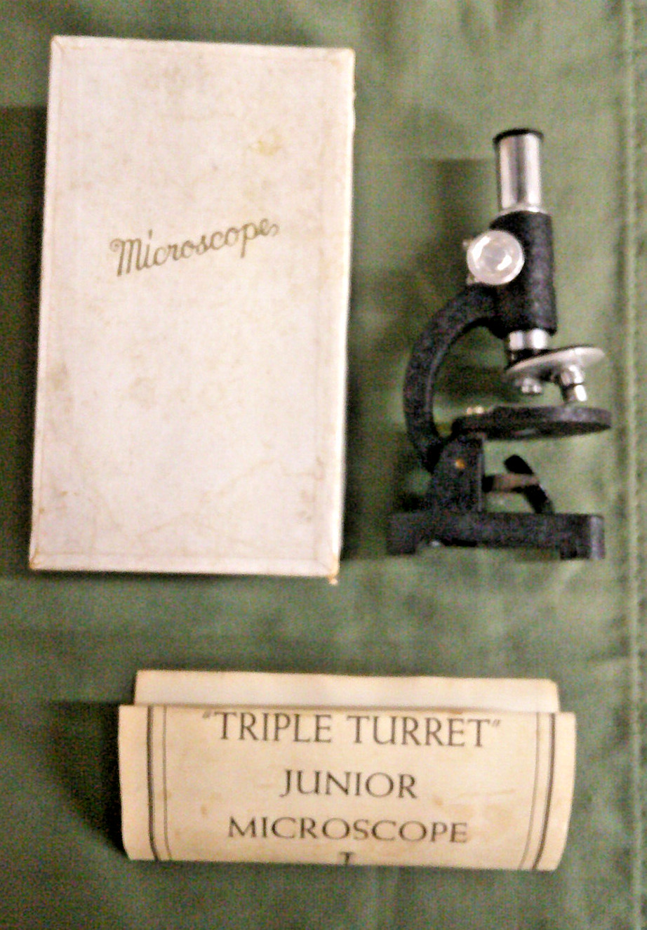Vintage Toy Triple Turret Junior Microscope 5"