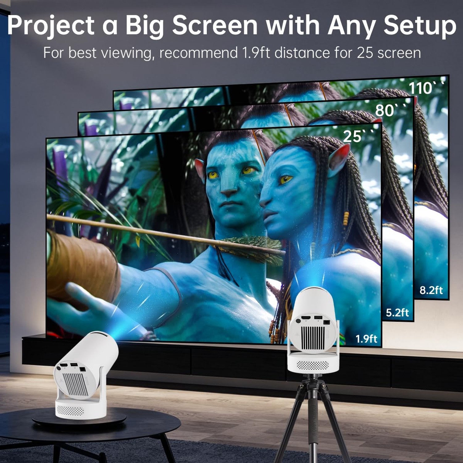 Projector with WiFi and Bluetooth, Mini Projector with Built-in Apps, 4K Supp...